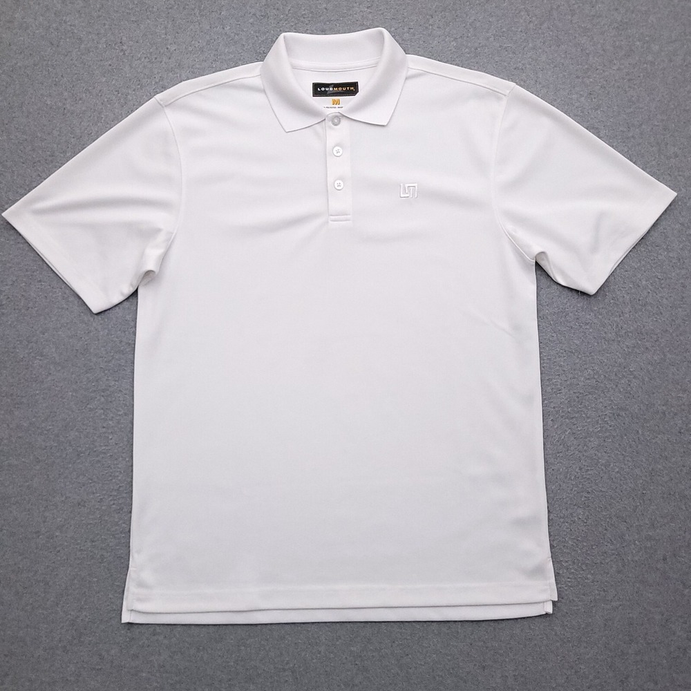 Loudmouth Golf Polo Shirt Mens Medium White Performance Short Sleeve